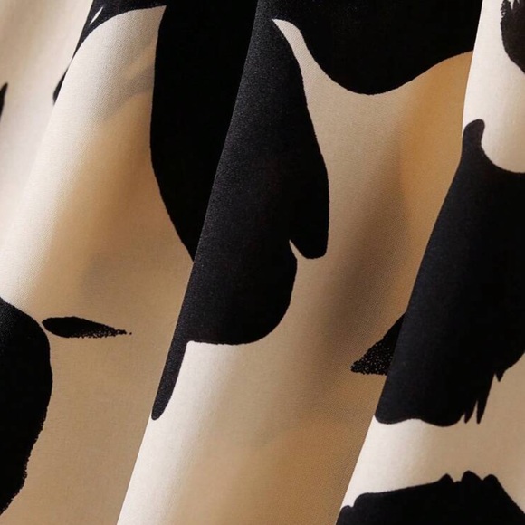 NEW| Women’s SHEIN Black and Cream Floral Midi Skirt - Picture 3 of 7